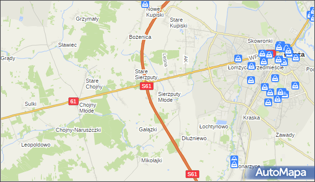 mapa Sierzputy Młode, Sierzputy Młode na mapie Targeo