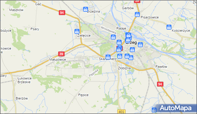 mapa Skarbimierz powiat brzeski, Skarbimierz powiat brzeski na mapie Targeo