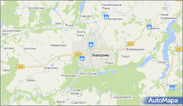 mapa Skarszewy powiat starogardzki, Skarszewy powiat starogardzki na mapie Targeo