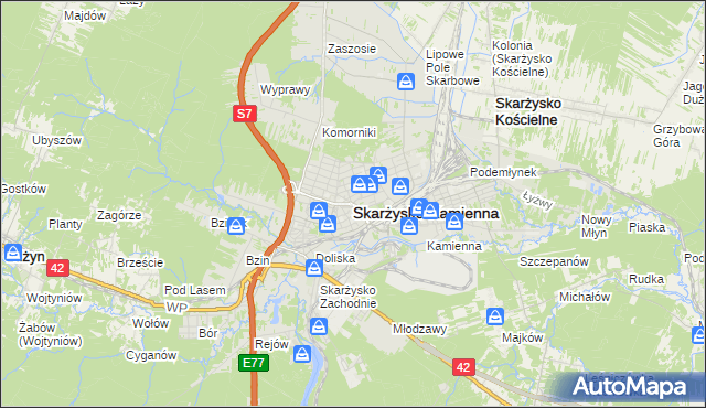 mapa Skarżysko-Kamienna, Skarżysko-Kamienna na mapie Targeo