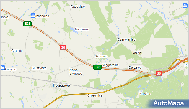 mapa Skórowo, Skórowo na mapie Targeo