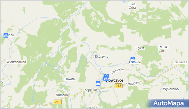 mapa Skórzyno, Skórzyno na mapie Targeo