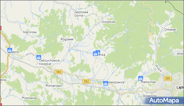 mapa Skrzynka gmina Lądek-Zdrój, Skrzynka gmina Lądek-Zdrój na mapie Targeo