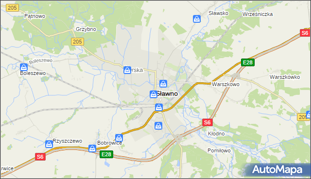 mapa Sławno, Sławno na mapie Targeo