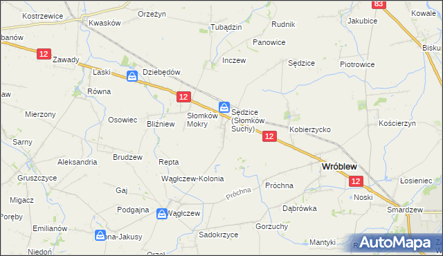 mapa Słomków Suchy, Słomków Suchy na mapie Targeo