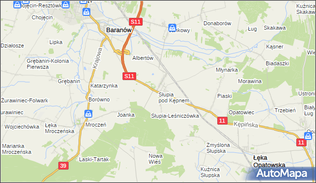 mapa Słupia pod Kępnem, Słupia pod Kępnem na mapie Targeo