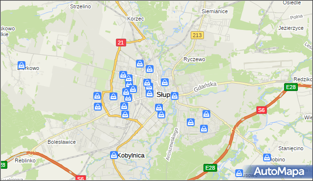 mapa Słupska, Słupsk na mapie Targeo
