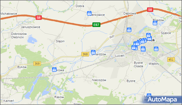 mapa Smardzów gmina Oleśnica, Smardzów gmina Oleśnica na mapie Targeo