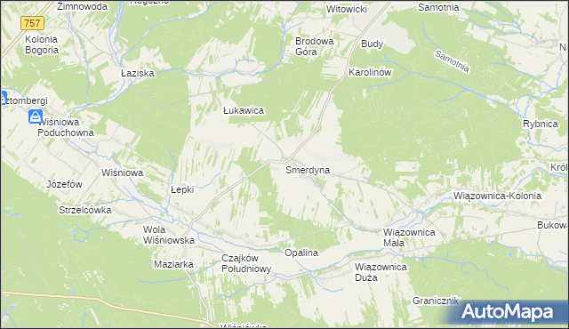 mapa Smerdyna, Smerdyna na mapie Targeo