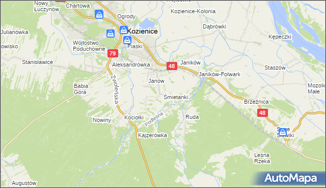 mapa Śmietanki, Śmietanki na mapie Targeo