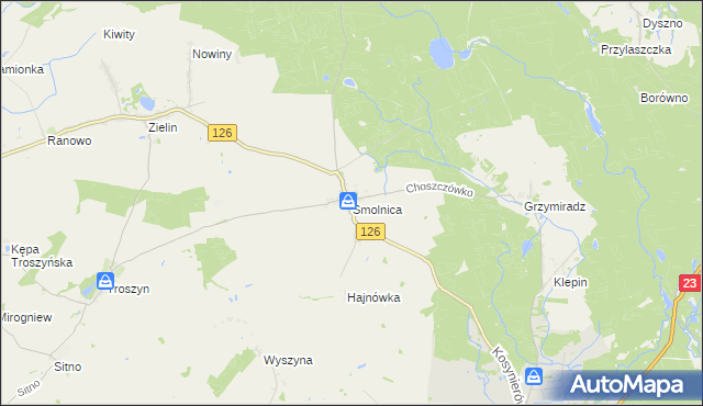 mapa Smolnica gmina Dębno, Smolnica gmina Dębno na mapie Targeo