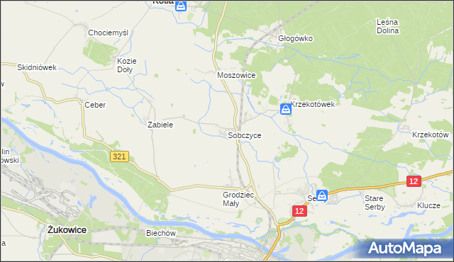 mapa Sobczyce, Sobczyce na mapie Targeo