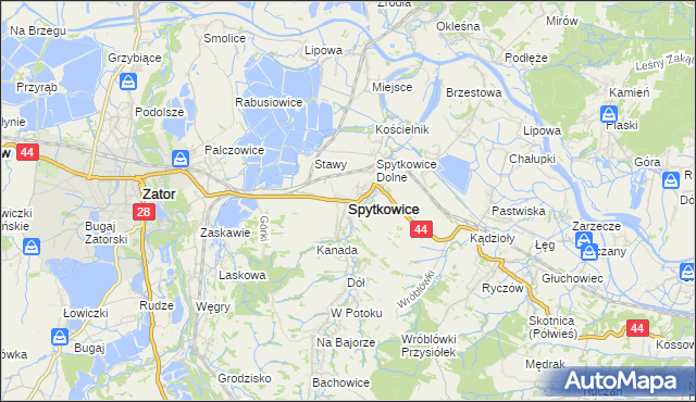 mapa Spytkowice powiat wadowicki, Spytkowice powiat wadowicki na mapie Targeo