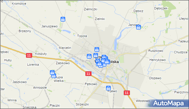 mapa Środa Wielkopolska, Środa Wielkopolska na mapie Targeo