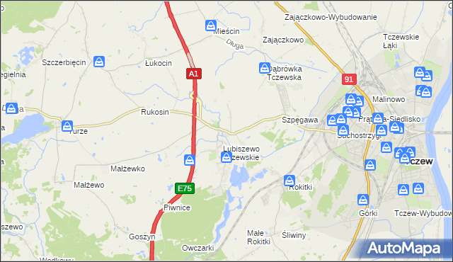 mapa Stanisławie gmina Tczew, Stanisławie gmina Tczew na mapie Targeo