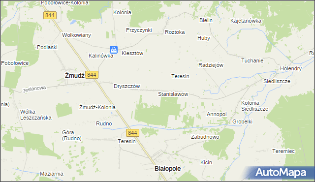 mapa Stanisławów gmina Żmudź, Stanisławów gmina Żmudź na mapie Targeo