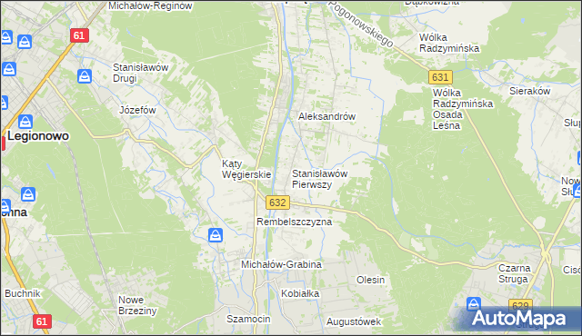 mapa Stanisławów Pierwszy gmina Nieporęt, Stanisławów Pierwszy gmina Nieporęt na mapie Targeo