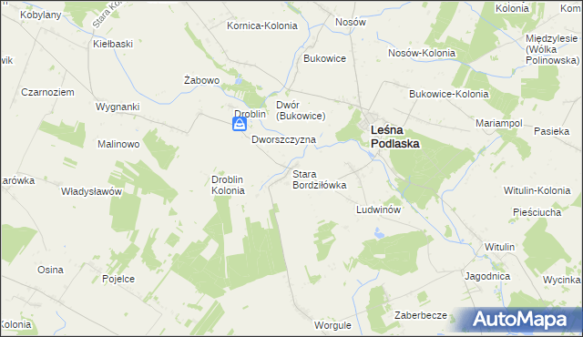 mapa Stara Bordziłówka, Stara Bordziłówka na mapie Targeo