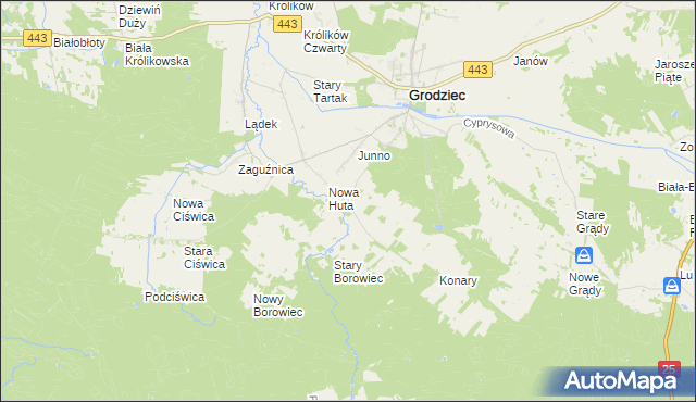 mapa Stara Huta gmina Grodziec, Stara Huta gmina Grodziec na mapie Targeo