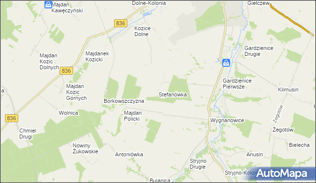 mapa Stefanówka gmina Piaski, Stefanówka gmina Piaski na mapie Targeo