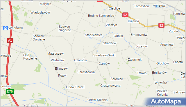 mapa Stradzew-Górki, Stradzew-Górki na mapie Targeo