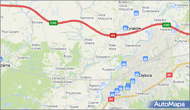 mapa Straszęcin, Straszęcin na mapie Targeo