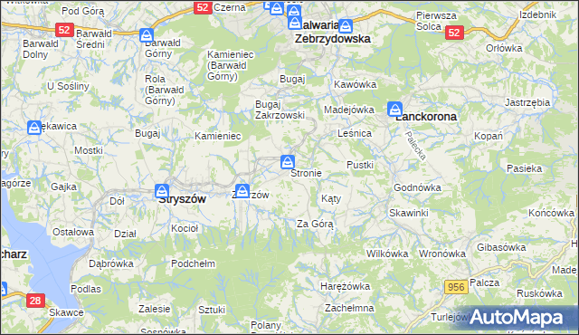 mapa Stronie gmina Stryszów, Stronie gmina Stryszów na mapie Targeo