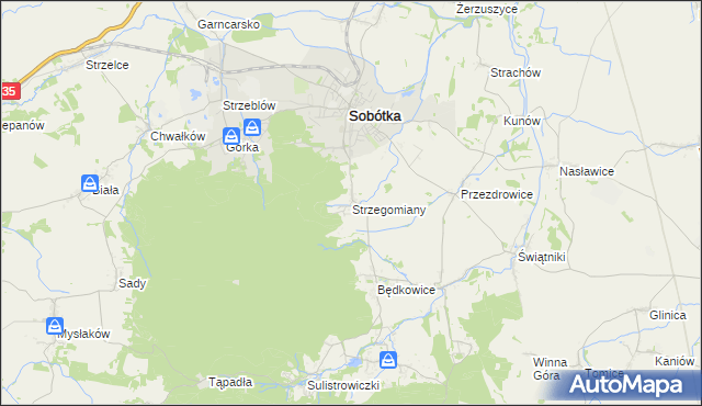 mapa Strzegomiany, Strzegomiany na mapie Targeo