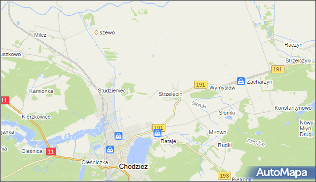 mapa Strzelęcin, Strzelęcin na mapie Targeo