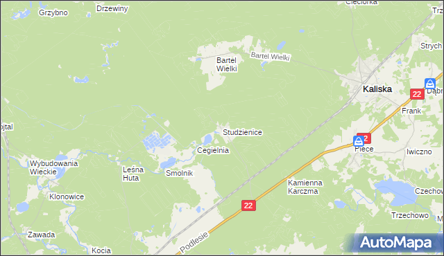 mapa Studzienice gmina Kaliska, Studzienice gmina Kaliska na mapie Targeo