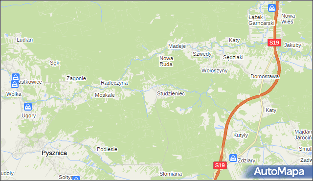 mapa Studzieniec gmina Pysznica, Studzieniec gmina Pysznica na mapie Targeo