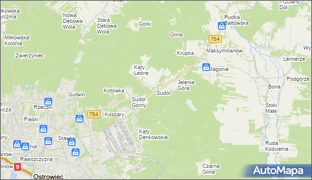 mapa Sudół gmina Bodzechów, Sudół gmina Bodzechów na mapie Targeo