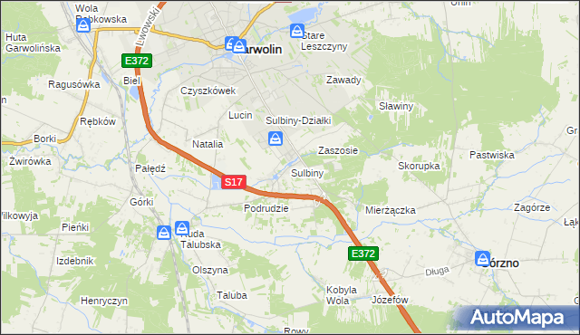 mapa Sulbiny, Sulbiny na mapie Targeo