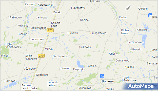 mapa Sułkówek, Sułkówek na mapie Targeo