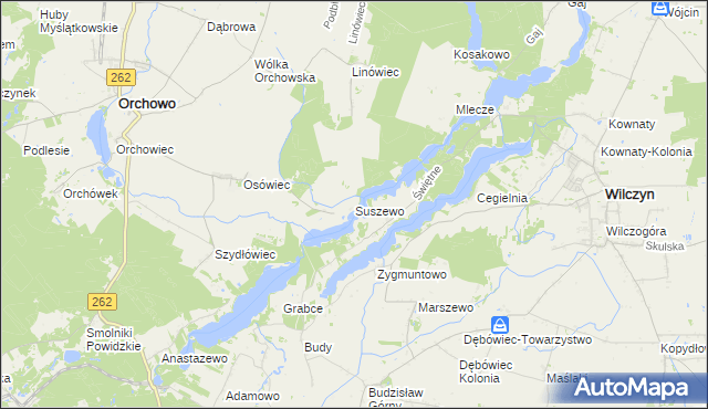 mapa Suszewo gmina Orchowo, Suszewo gmina Orchowo na mapie Targeo