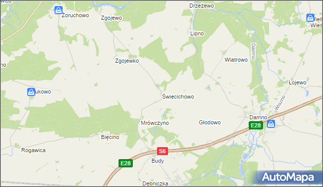 mapa Świecichowo, Świecichowo na mapie Targeo