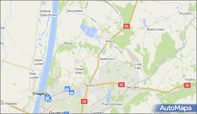 mapa Świerkocin gmina Grudziądz, Świerkocin gmina Grudziądz na mapie Targeo