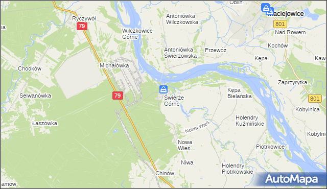 mapa Świerże Górne, Świerże Górne na mapie Targeo