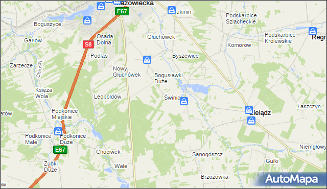 mapa Świnice gmina Rawa Mazowiecka, Świnice gmina Rawa Mazowiecka na mapie Targeo