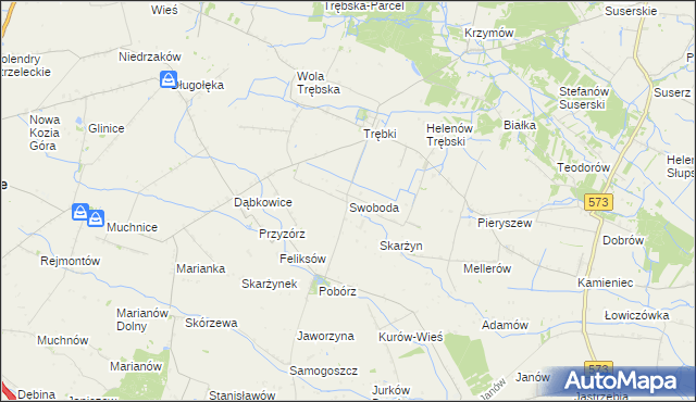 mapa Swoboda gmina Szczawin Kościelny, Swoboda gmina Szczawin Kościelny na mapie Targeo