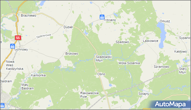 mapa Szadowski Młyn, Szadowski Młyn na mapie Targeo