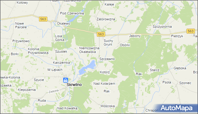 mapa Szczawno gmina Skrwilno, Szczawno gmina Skrwilno na mapie Targeo