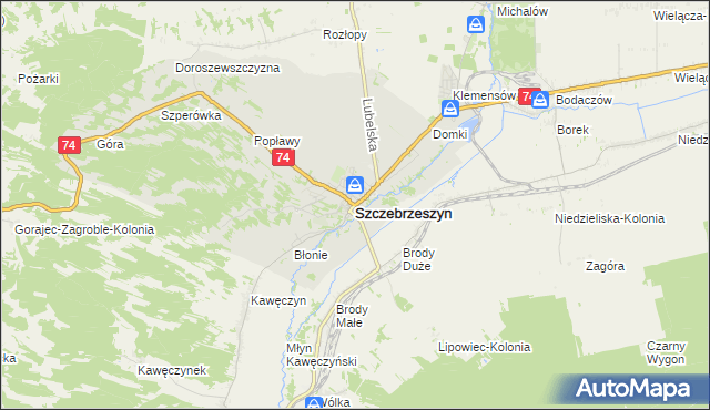 mapa Szczebrzeszyn, Szczebrzeszyn na mapie Targeo