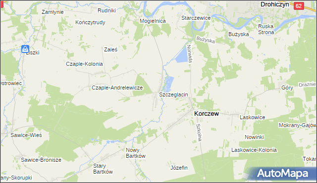 mapa Szczeglacin, Szczeglacin na mapie Targeo