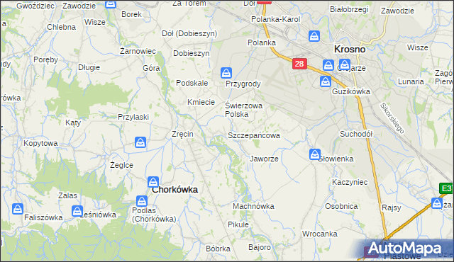 mapa Szczepańcowa, Szczepańcowa na mapie Targeo