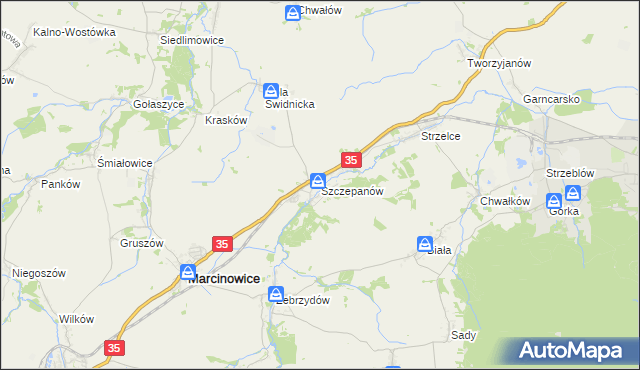 mapa Szczepanów gmina Marcinowice, Szczepanów gmina Marcinowice na mapie Targeo