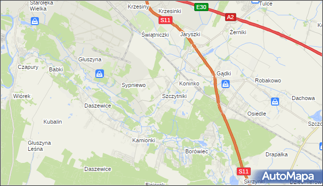 mapa Szczytniki gmina Kórnik, Szczytniki gmina Kórnik na mapie Targeo