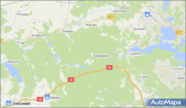 mapa Szelągowo, Szelągowo na mapie Targeo