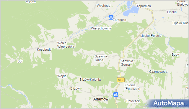 mapa Szewnia Dolna, Szewnia Dolna na mapie Targeo