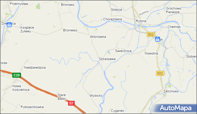 mapa Szkarpawa, Szkarpawa na mapie Targeo